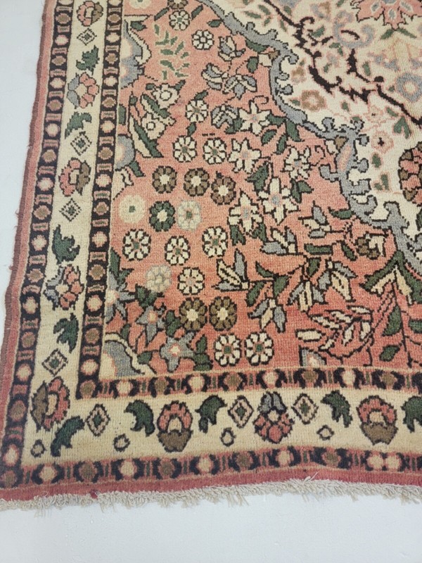 Antique Oriental Hand-Knotted Wool Area Rug Mahal Salmon/Ivory/Green 5' x 6'6" gallery