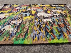 Vintage Handmade Egyptian Wissa Wassef Wool Multicolor Kilim Tapestry 2.9×2.3 ft
