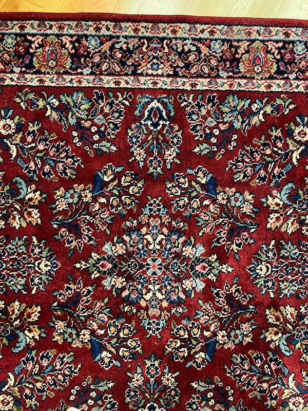 4 ft 3.75 in x 5 ft 9 in Karastan 785 Red Sarouk Runner wool rug with Fringe gallery