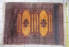 Vintage Prayer 100% Wool Rug Mat Handmade 39″ Lx 26″ W Red, Gold, Black