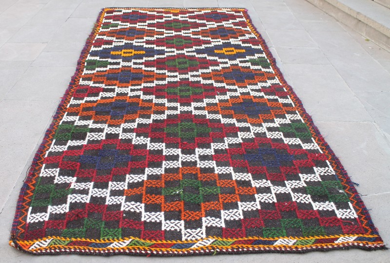 Turkish Kilim Rug 46''x106'' Hand Woven Adana Cicim Kilim 117x270cm gallery