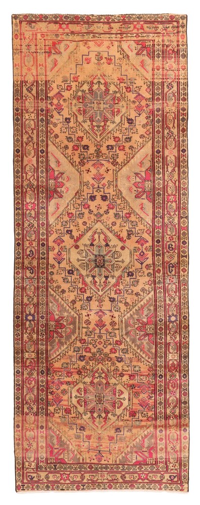 Vintage Hand-knotted Runner Rug 3'7" x 9'11" Traditional Oriental Wool Carpet