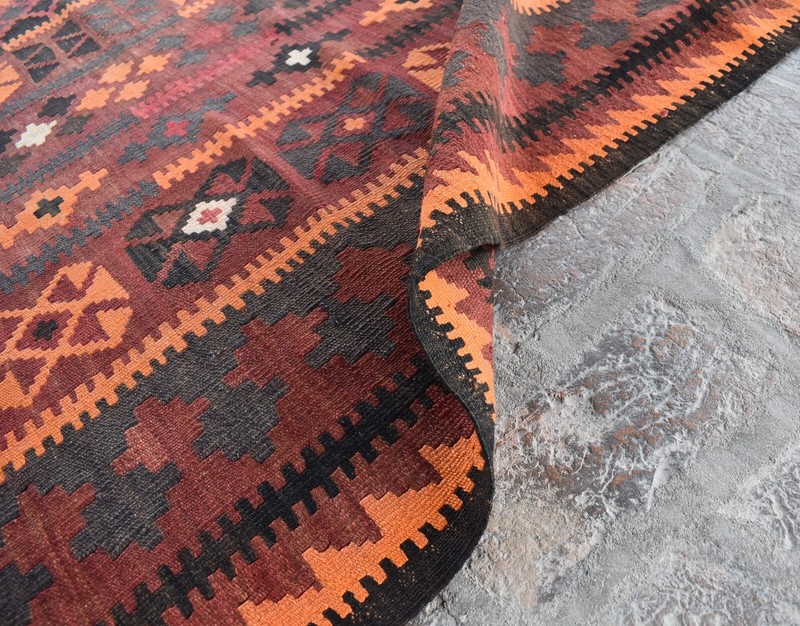 10'5 x 15'9 ft Handmade vintage afghan maimana large kilim rug, palace size rug gallery