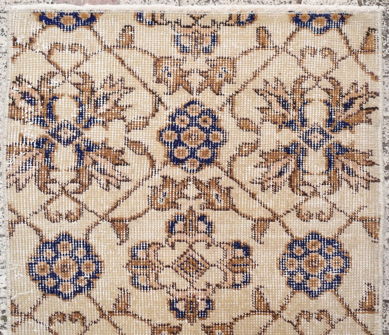 Turkish Carpet 1x9 Size Oushak Oriental Runner Vintage Hallway Kitchen Beige Rug gallery
