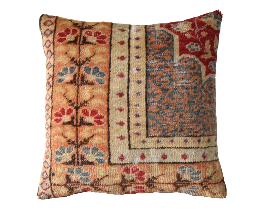 Turkish Pillow Cover Sofa Rug 16'' x 16'' Made of Antique Cushion Cover Carpet