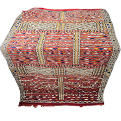 Moroccan Handmade Taznakht Kilim Rug Yellow Red Wool Wall Hanging 62″ x 42″