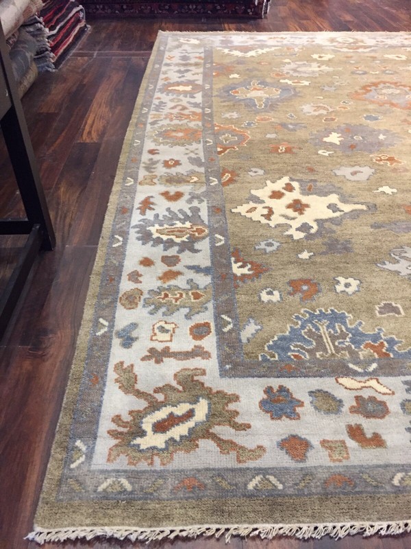 Unique Genuine Hand Knotted Oushak Geometric Area Rug Carpet 9’3”x11’10”,#15 gallery