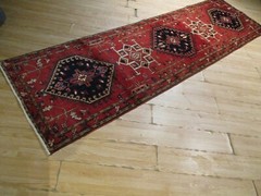ESTATE 3×11 FEET RUNNER CIRCA 1960 Geometric Handmade-knotted Wool Rug H-175
