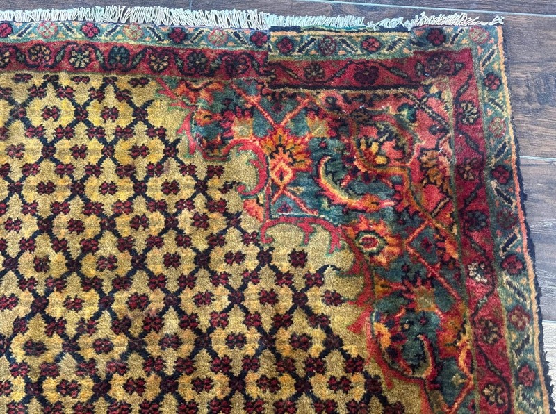 Per'sian Kurdish Koliai Runner Rug 4x9 Camel Hair Red Wool Antique Tribal Carpet gallery