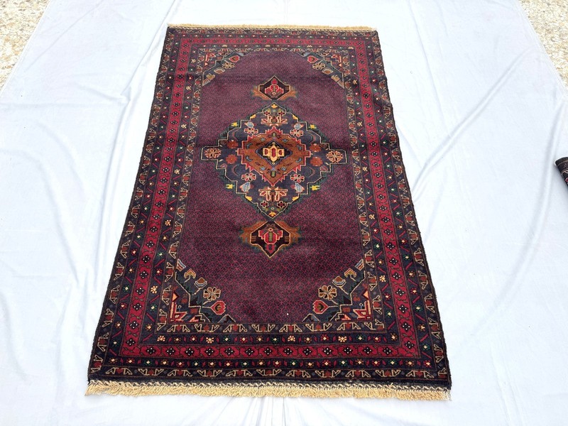 4x6 ft Fine Afghan Hand knotted Area Rug Red Geometric Baluchi Medallion Carpet gallery