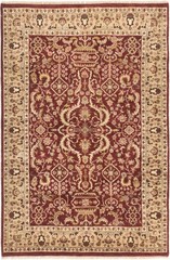 Vintage Dark Red Traditional 4’2″ x 6’1″ Hand-Knotted Oriental Wool Area Rug