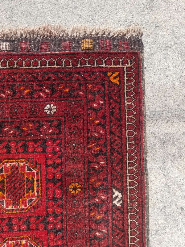 Vintage Distressed Hand Made Traditional Oriental Wool Maroon Rug 9.3x2.9ft gallery
