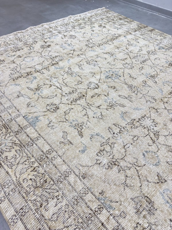 6x10 Vintage Turkish Rug, Beige Floral Rug, Handwoven Wool Carpet, Area Carpet gallery