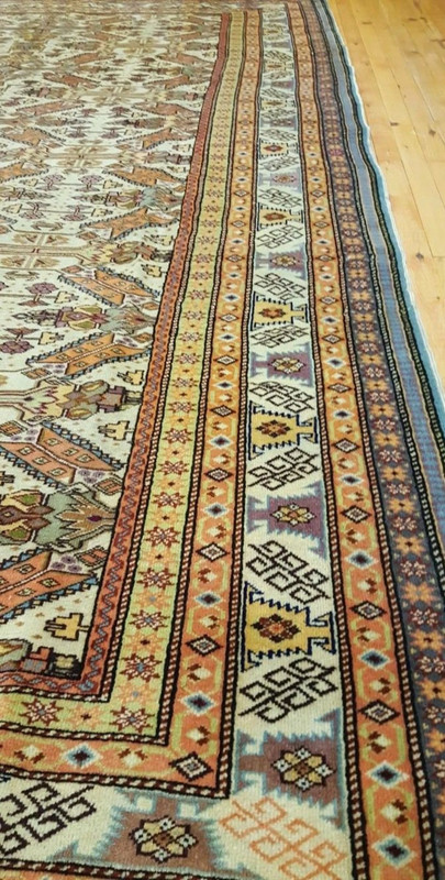 Masterpiece Antique Muted Dyes 7x10ft Cross Patterned Wool Pile Hereke Rug gallery