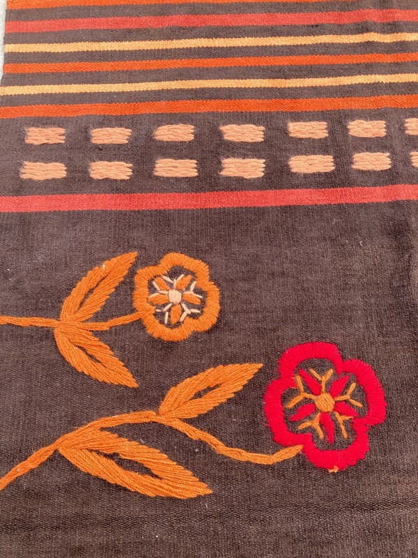 Vintage Handmade Romanian Floral Traditional Wool Kilim Rug 180x119 cm gallery
