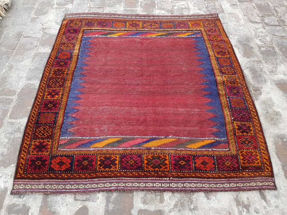 133x126 cm Handmade Afghan Vintage Rug Best Trible Kilim Wool rug square Kilim