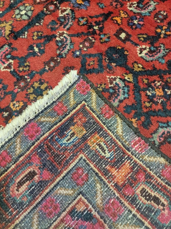 Antique Oriental Hand-Knotted Wool Area Rug Red/Blue 4'3" x 6'5" gallery