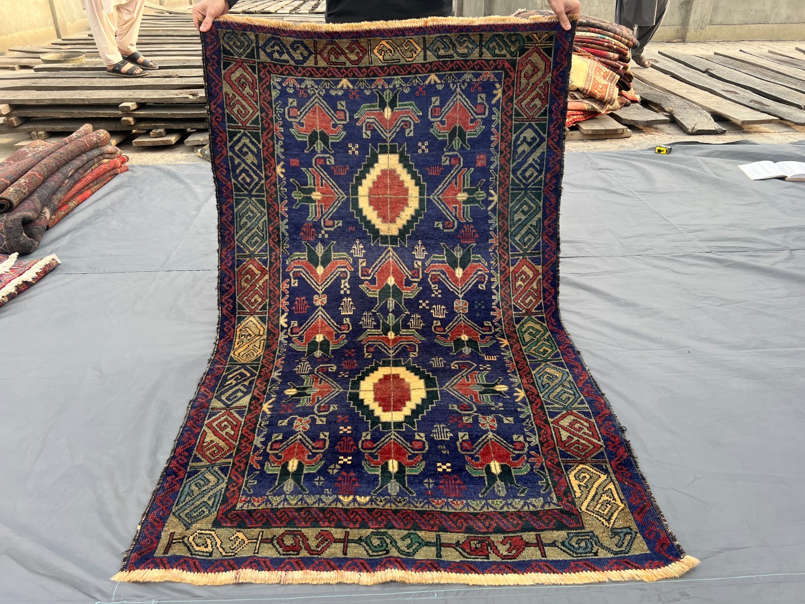 3'6" x 5'9" Vintage Afghan Hand-Knotted Baluchi Rug, Rare Tribal Pattern Rug gallery