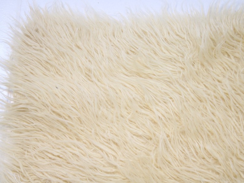 Vintage Hand Woven Shaggy Sheepskin Rug Natural Ivory Wool 5.5x6.6 ft gallery
