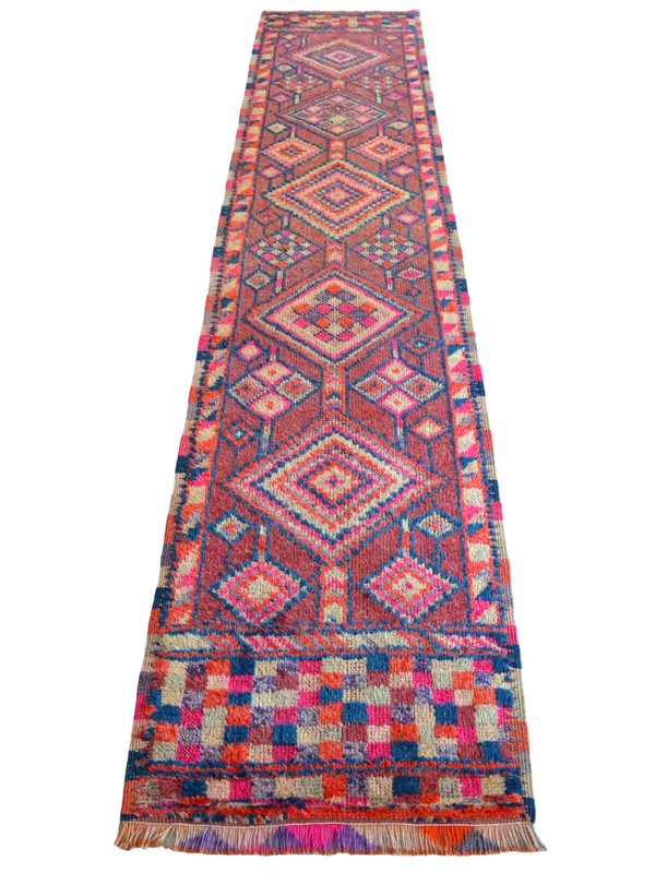 3x12 Runner Rug Hand Made Colorful Hallway Diamond Rug Actual 2.7 x 11.7 ft gallery