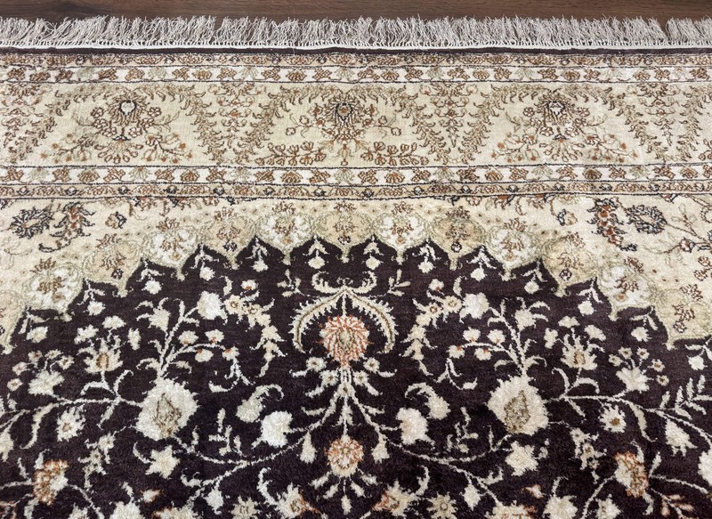 Indian Kashmiri Silk Rug 10x14, Floral Medallion gallery