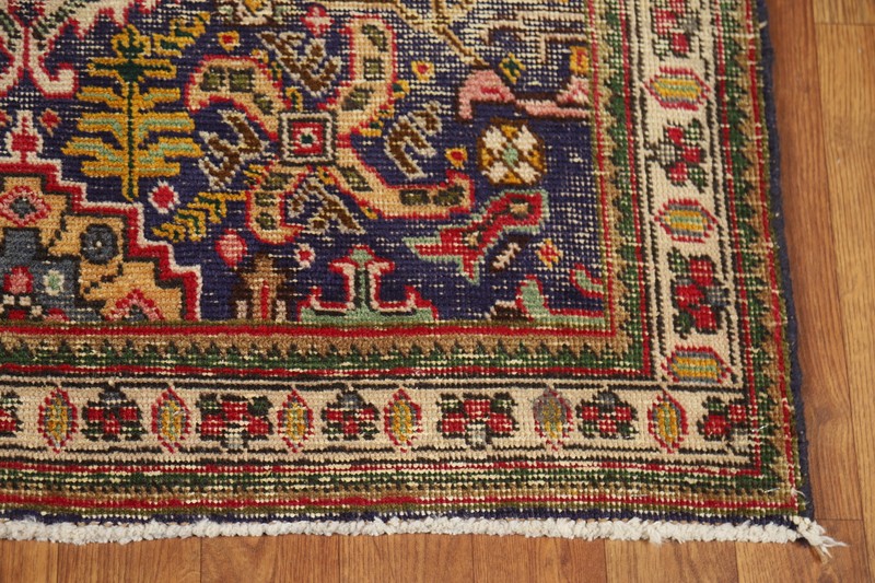 Blue/ Ivory Distressed Wool Traditional Rug 3x5 ft Han-knotted Carpet gallery