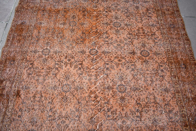 Vintage Turkish Rug 6 x 10 ft Anatolian Over Dyed Rug Painted Wool Area Rug gallery