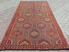 Vintage Turkish Kilim Rug, Area Rugs, Wool Rug, Large Floor Rug, Carpet 66″x119″