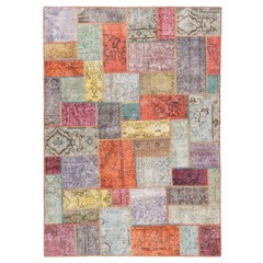 Patchwork 206×147 cm Hand Knotted Vintage Oriental Rug Rectangular