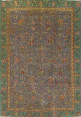 Distressed Over-Dyed Area Rug 9×12 Gray/ Green Wool Handmade Living Room Carpet