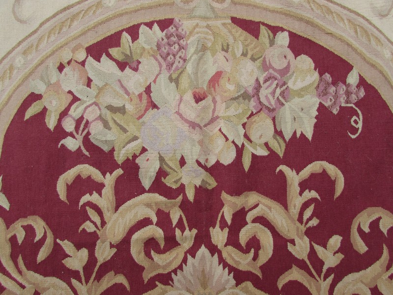 Vintage Hand Made French Design Original Wool Raspberry Red Aubusson 312X244cm gallery