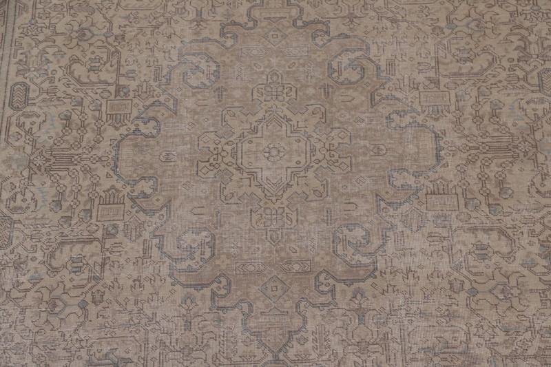 Distressed Traditional Area Rug 10x13 Ft Hand-Knotted Muted Beige Wool Carpet gallery