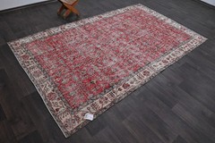 Oushak Turkish Vintage Rug 5×9 Kilim Rug Anatolian Handmade Boho Decor RED