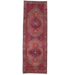 Vintage Handmade Wool Oriental Runner Rug 4X11 ft Geometric Tribal Style Carpet