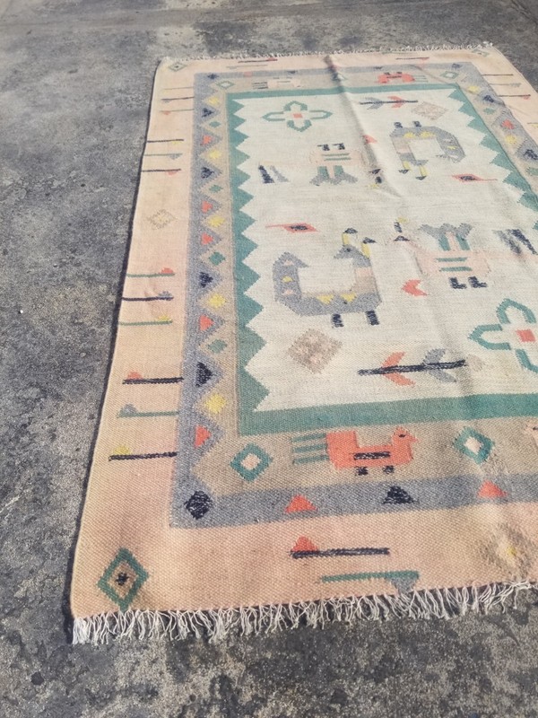Vintage Traditional Handmade Beautiful Turkish Kilim Floor Rug Carpet 176x112 cm gallery