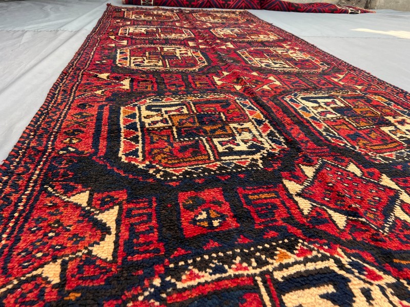 Antique Turkmen Tekke Rug 4'2 x 11'9 ft, Hand-Knotted Wool, Rare Tribal Runner gallery
