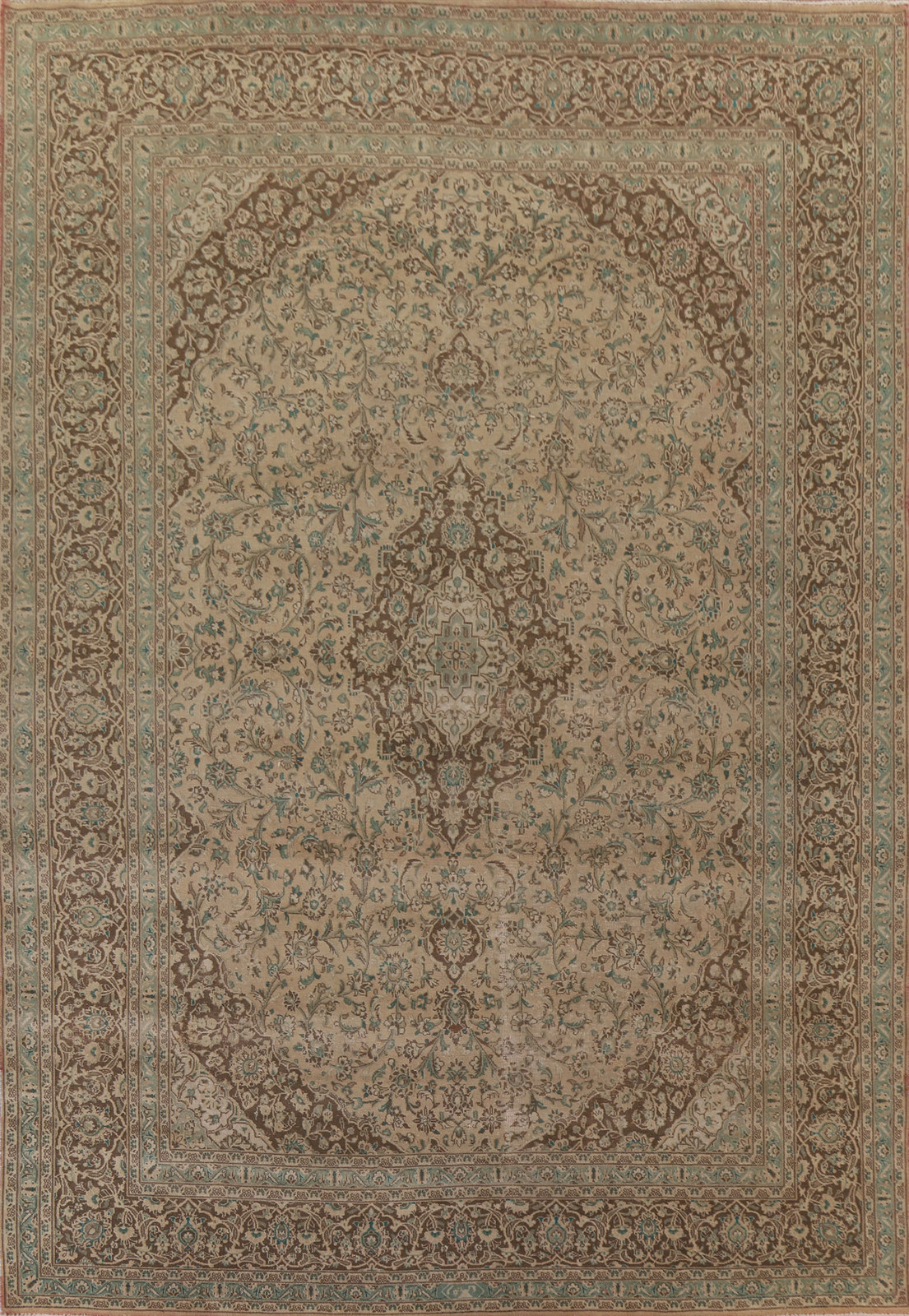 Vintage Traditional Floral Living Room Area Rug Wool Peach Handmade Carpet 10x12 gallery