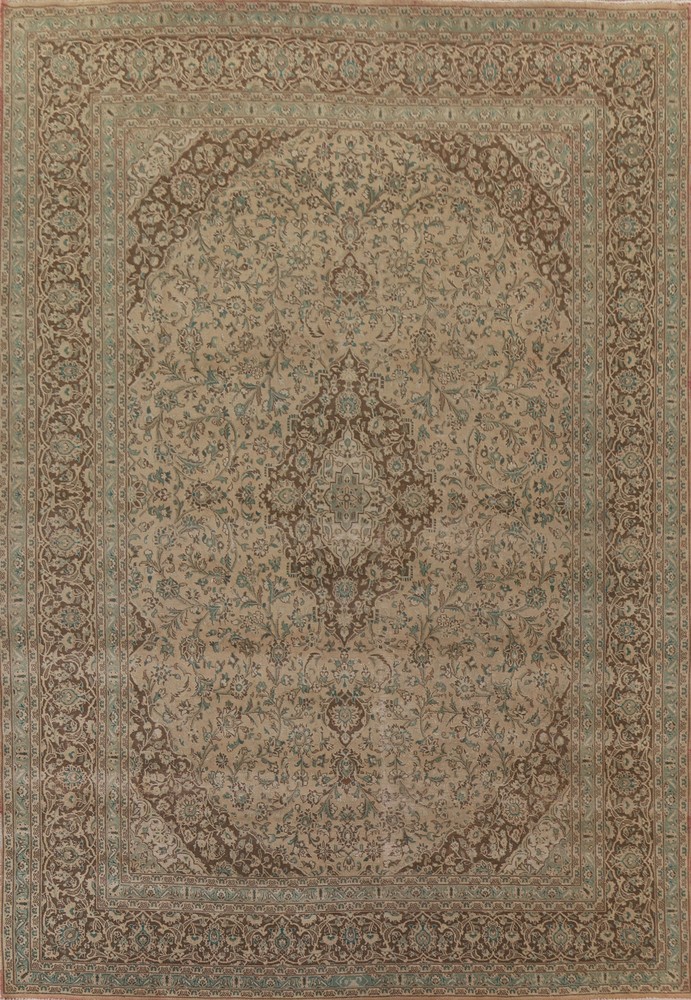 Vintage Traditional Floral Living Room Area Rug Wool Peach Handmade Carpet 10x12