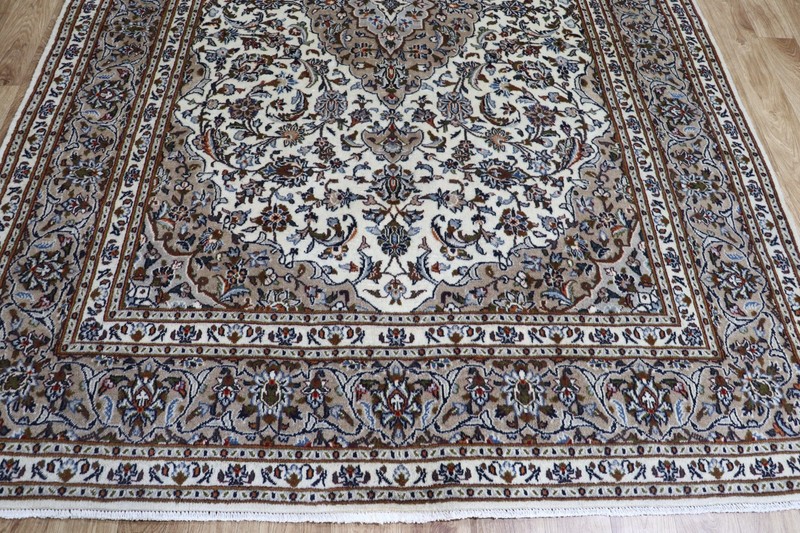 Fine Oriental Rug 288x196cm Hand Knotted Wool Carpet Cream Medallion gallery