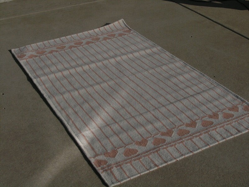Fantastic Hand Woven Rug Carpet Area Heather's Peach Hearts Stripes 3x5 Wool LN gallery