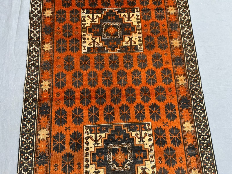 3'3 x 6'3 Vintage Afghan Hand Knotted Rug Geometric Tribal Wool Bedroom Carpet gallery