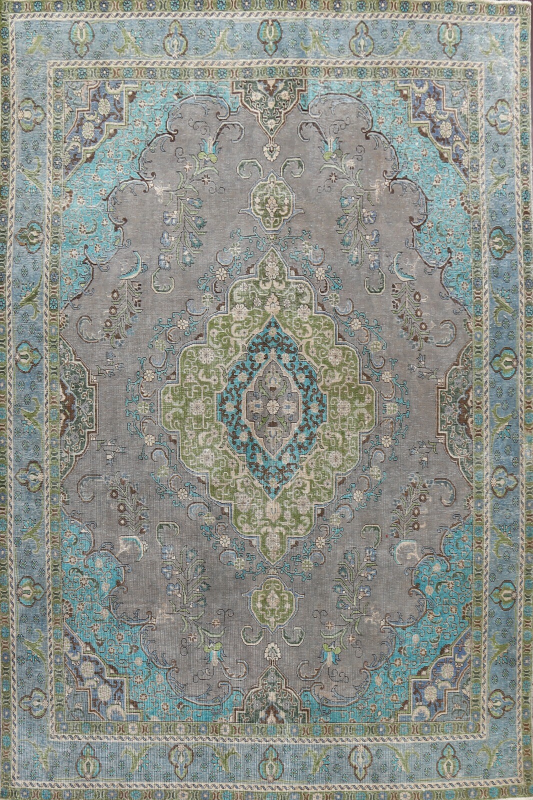 Antique Floral Gray Traditional Area Rug Evenly Low Pile Hand-knotted Wool 9x13 gallery