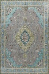 Antique Floral Gray Traditional Area Rug Evenly Low Pile Hand-knotted Wool 9×13