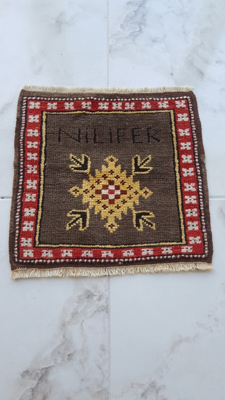 SQUARE Antique Rug Flowers Handmade Wool Rug Antiq Lotus Motif FREE SHİPPİNG .! gallery