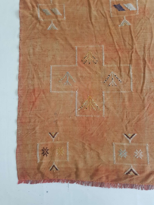 Fine Vintage Traditional Hand Made Oriental Wool Mustard Brown Kilim 134x92cm gallery