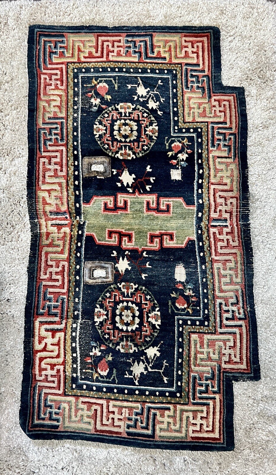 Antique Tibetan Saddle Rug hand made gallery