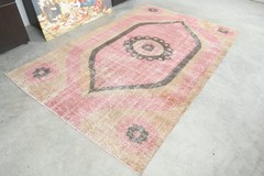 Vintage Turkish Rug 6×9 Hand-Knotted Oushak Area Rugs Boho Wool Carpet,1342