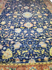Indo Room Size rug, Navy Background Floral – 18’1″ x 24’4″