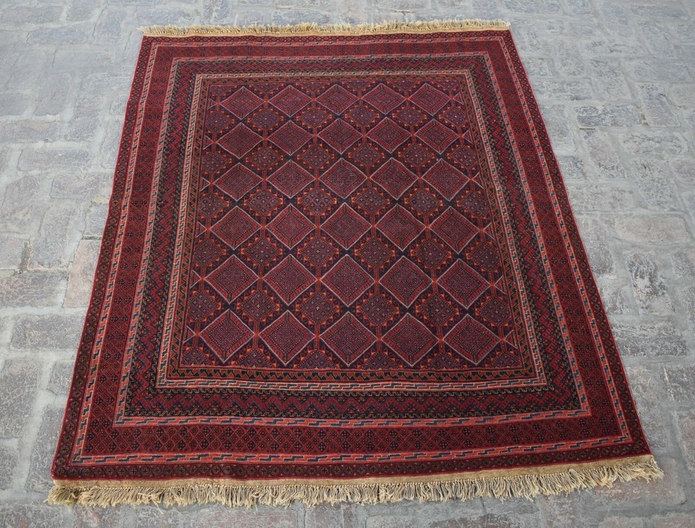4'9 x 5'10 Fine quality handmade vintage afghan moshvani rug, Best tribal rug