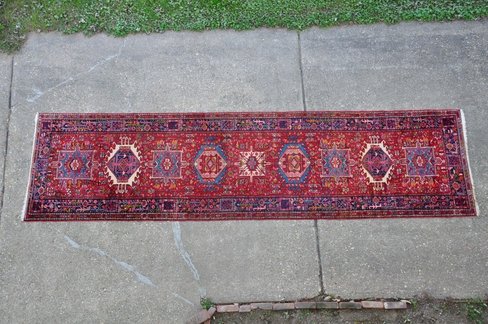 Semi Antique Heriz Family Karajeh Rug Runner 3.9x14.6 #596